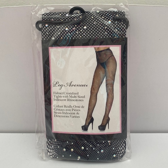 Leg Avenue Accessories - Leg Avenue Foshnet Crystalized Tights w/ Iridescent Rhinestones